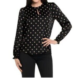 Ted Baker Black and White Fitted Long Sleeve Blouse